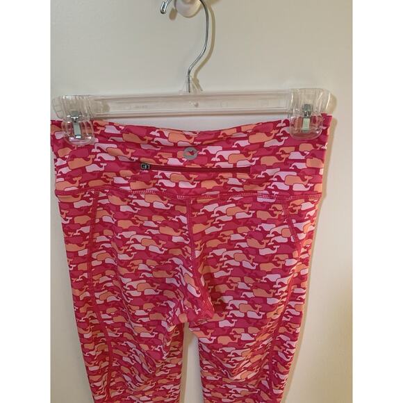 Vineyard Vines Performance Leggings XS Multicolor Pink Whale Print Pockets Ankle - Picture 4 of 7